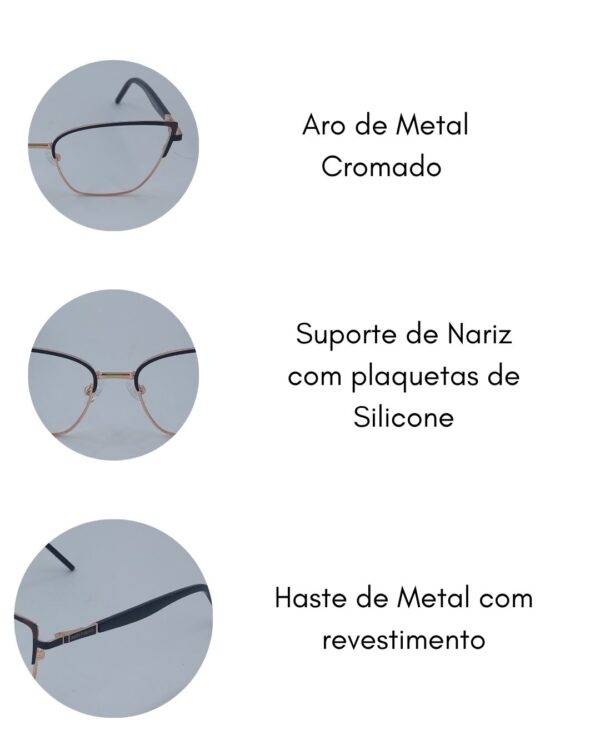 Armação De Óculos Gatinho Jade Metal - Image 5